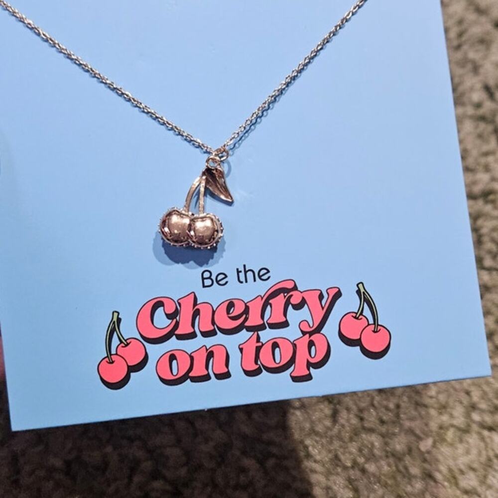 Oh Hello Cherry Pendant Necklace – New Deadstock – Barbiecore – Kawaii – Pinup